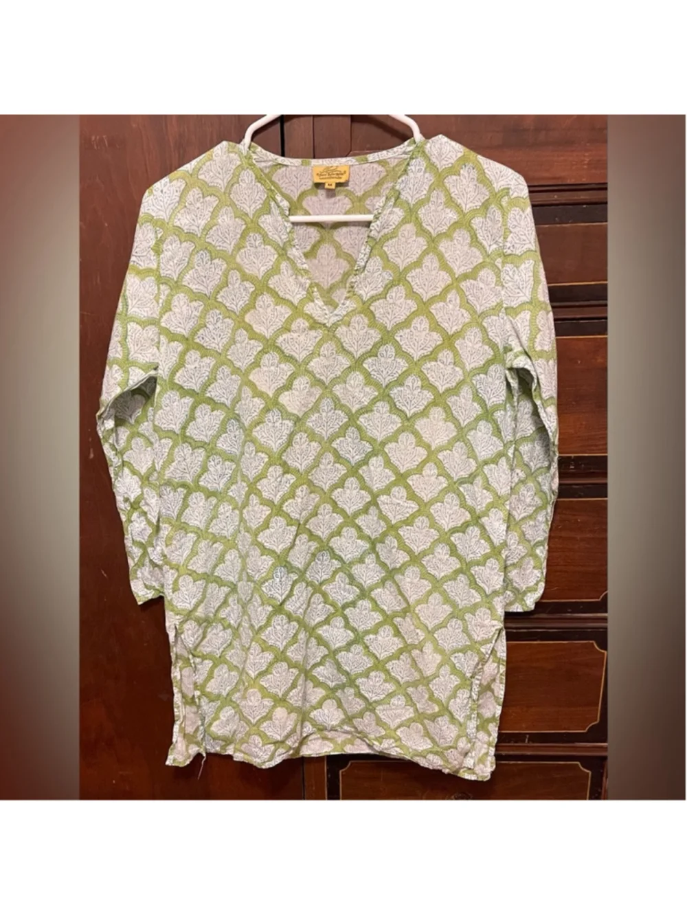 Roberta Roller Rabbit Olive and White Jemina Kurta Tunic